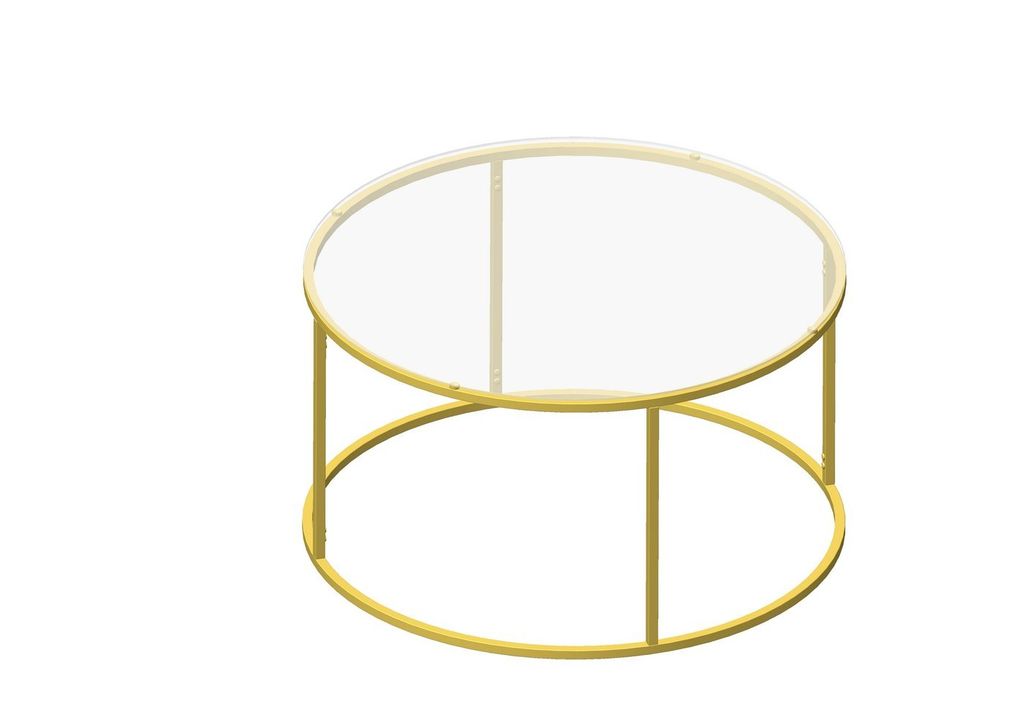 Üveg dohányzóasztal, arany színű, fém kerettel - evry - butopêa
